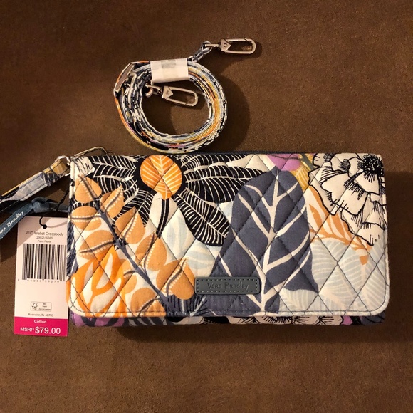 Vera Bradley wallet crossbody, palm floral, NWT, - Picture 1 of 7